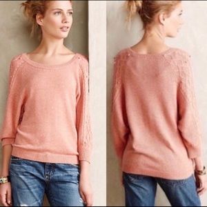 Anthropologie Moth pink wool blend pom pom sweater